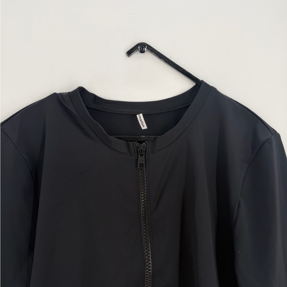 Reformation Sport Athleisure Black Full Zip Slim Fit Seamless Top Jacket